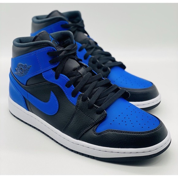NEW Nike Air Jordan 1 Mid 'Hyper Royal Blue' Black 554724-077 Men’s Size Multi - Picture 3 of 6
